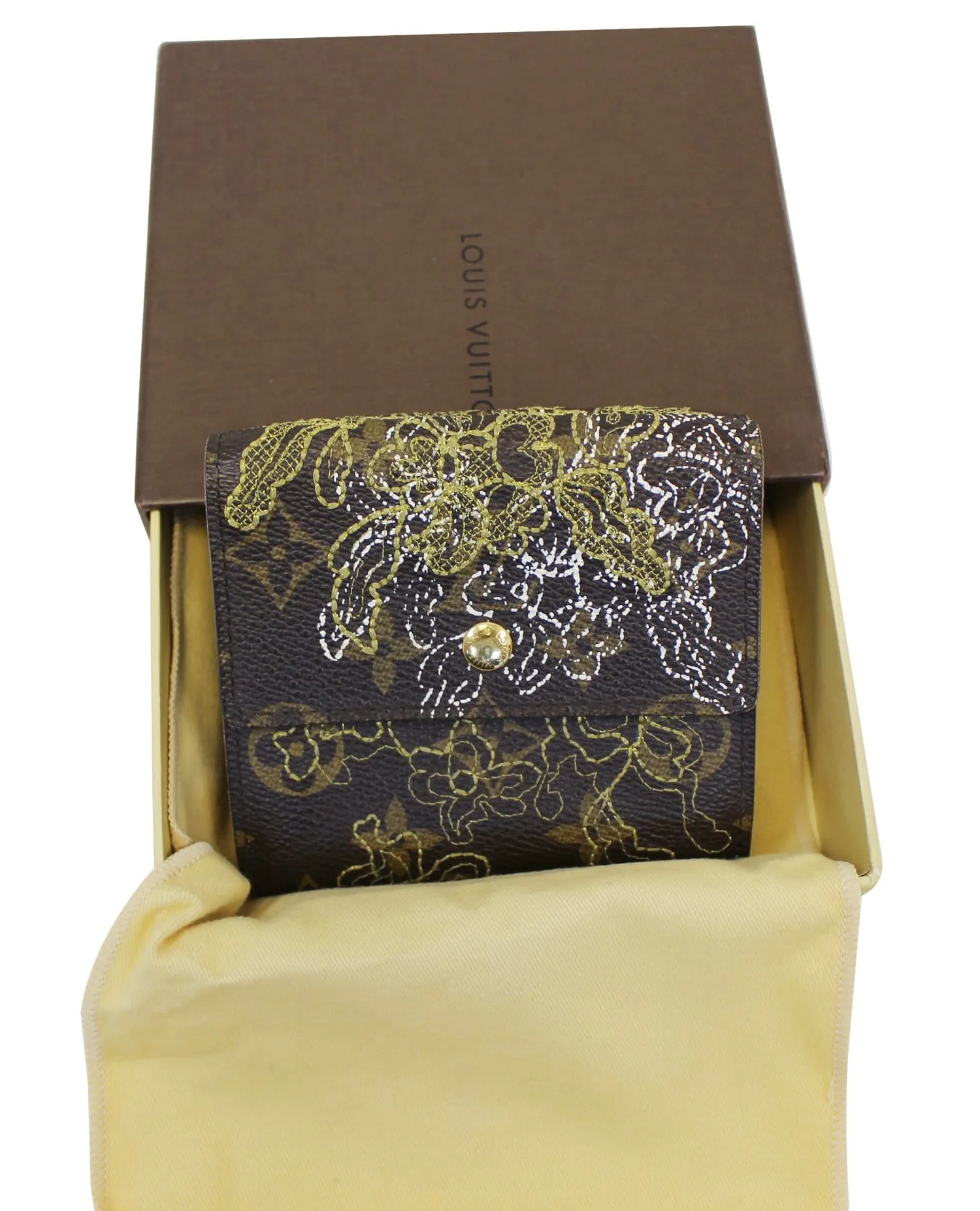 LOUIS VUITTON Gold Monogram Dentelle Trifold Wallet Limited - Sale