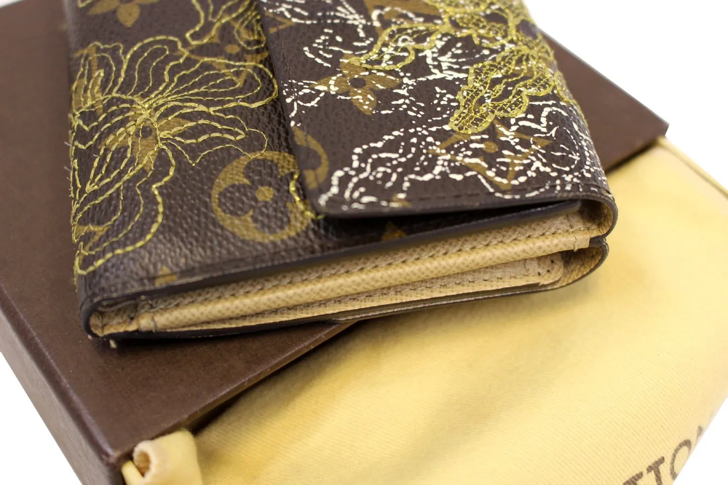LOUIS VUITTON Gold Monogram Dentelle Trifold Wallet Limited - Sale