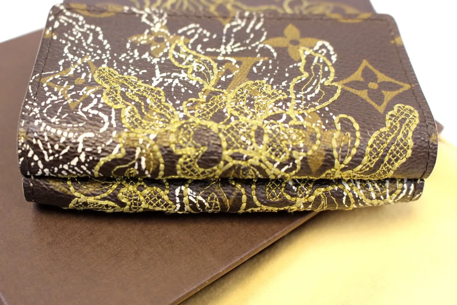 LOUIS VUITTON Gold Monogram Dentelle Trifold Wallet Limited - Sale