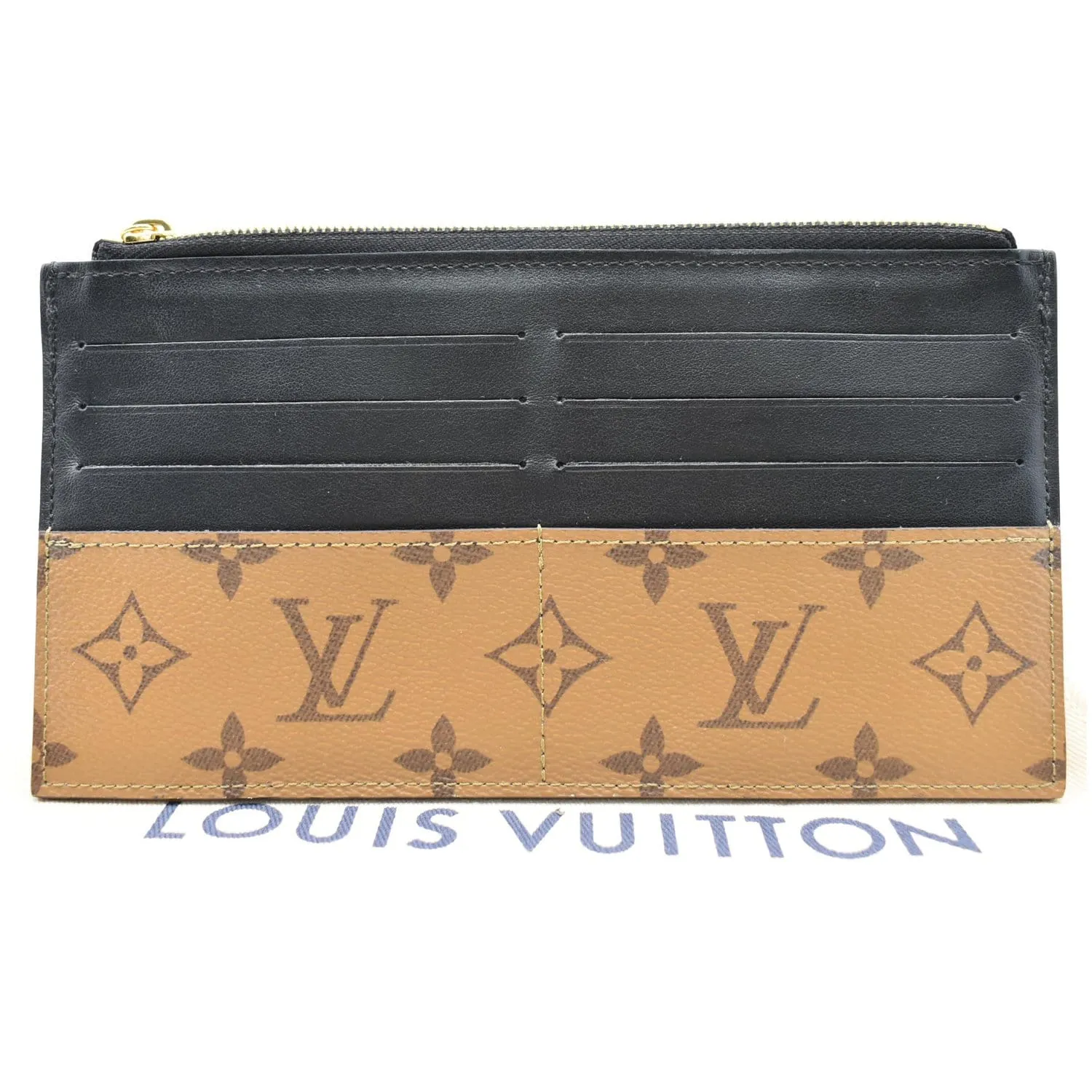 LOUIS VUITTON Slim Purse Monogram Reverse Canvas Wallet Brown