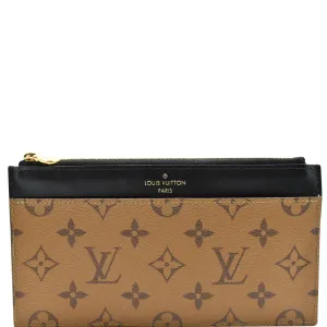 LOUIS VUITTON Slim Purse Monogram Reverse Canvas Wallet Brown