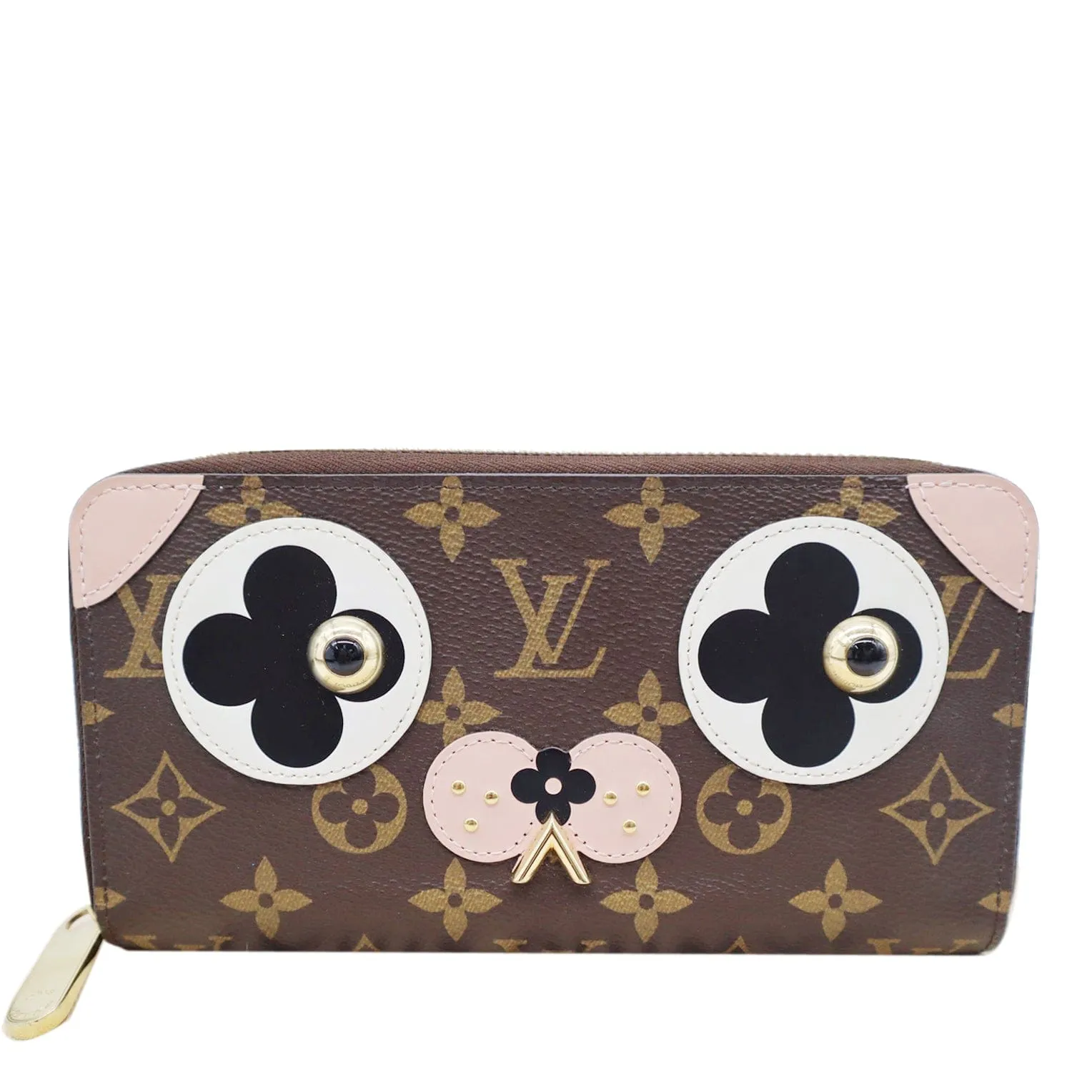 LOUIS VUITTON Valentine Dog Zippy Monogram Canvas Wallet Brown