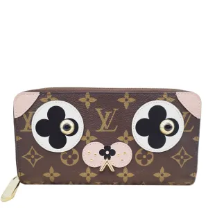 LOUIS VUITTON Valentine Dog Zippy Monogram Canvas Wallet Brown