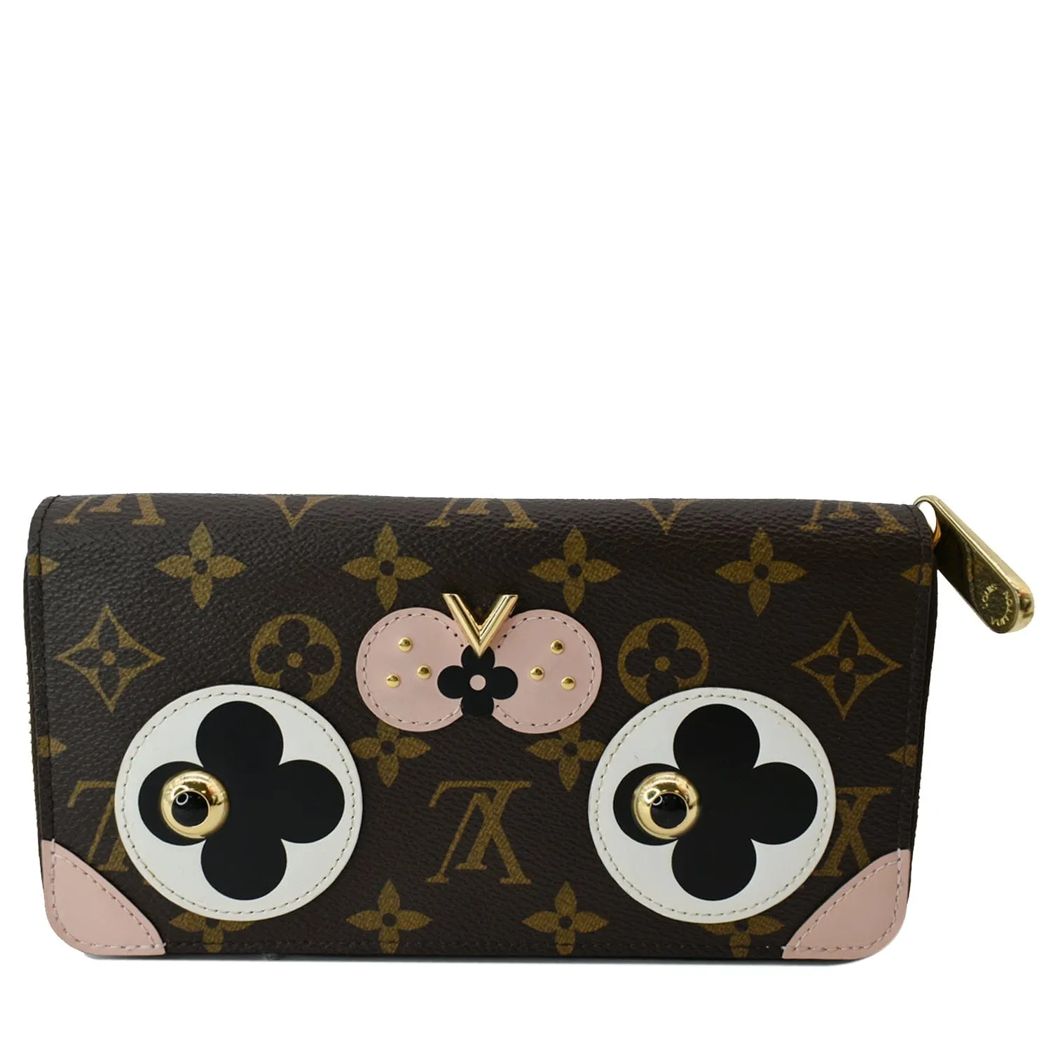 LOUIS VUITTON Valentine Dog Zippy Monogram Canvas Wallet Brown