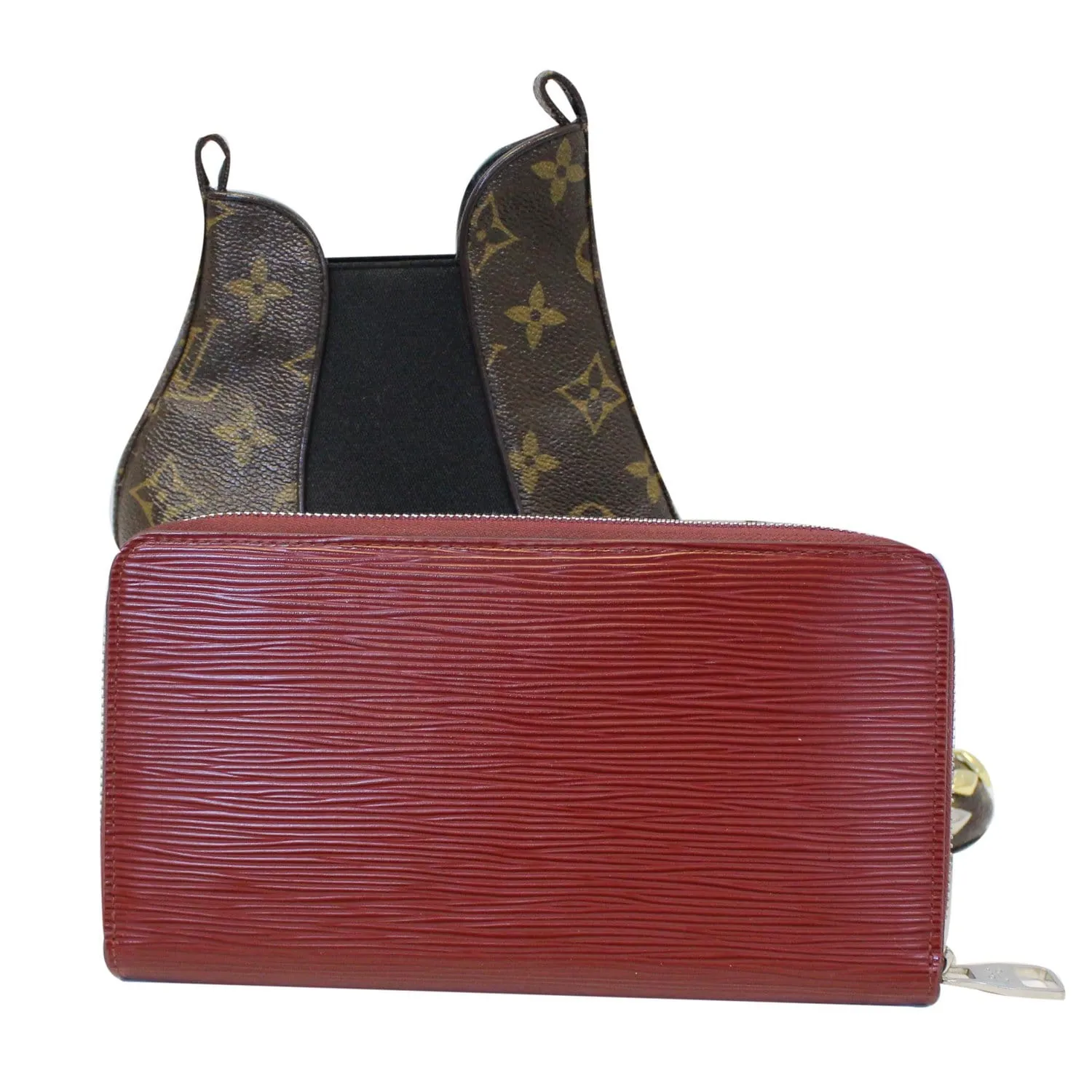 LOUIS VUITTON Zippy Organizer Epi Leather Wallet Red