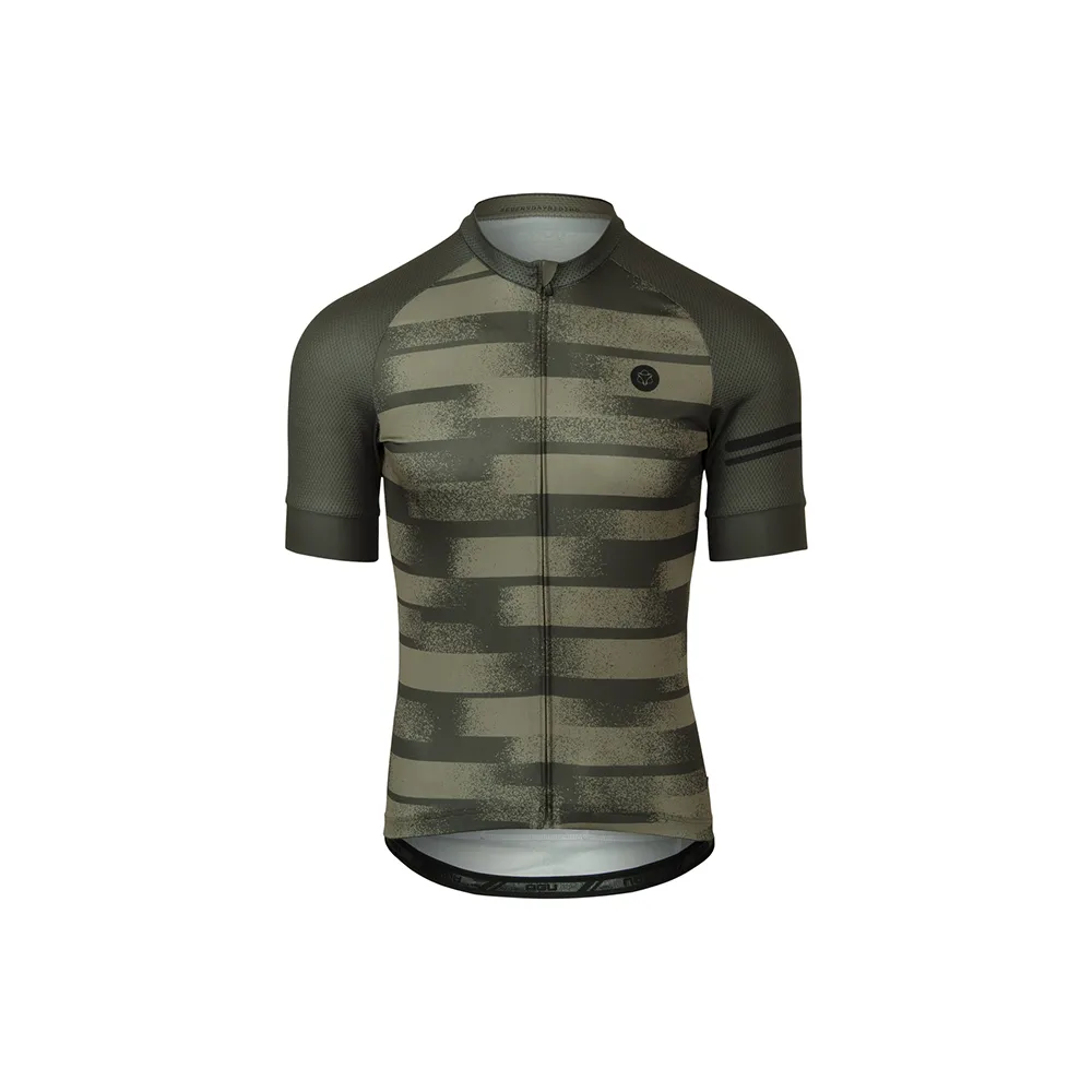 Maillot de vélo manche courte homme Grainy Stripe essential Army Green - AGU