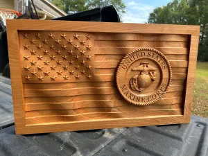Marine Corps Carved Flag