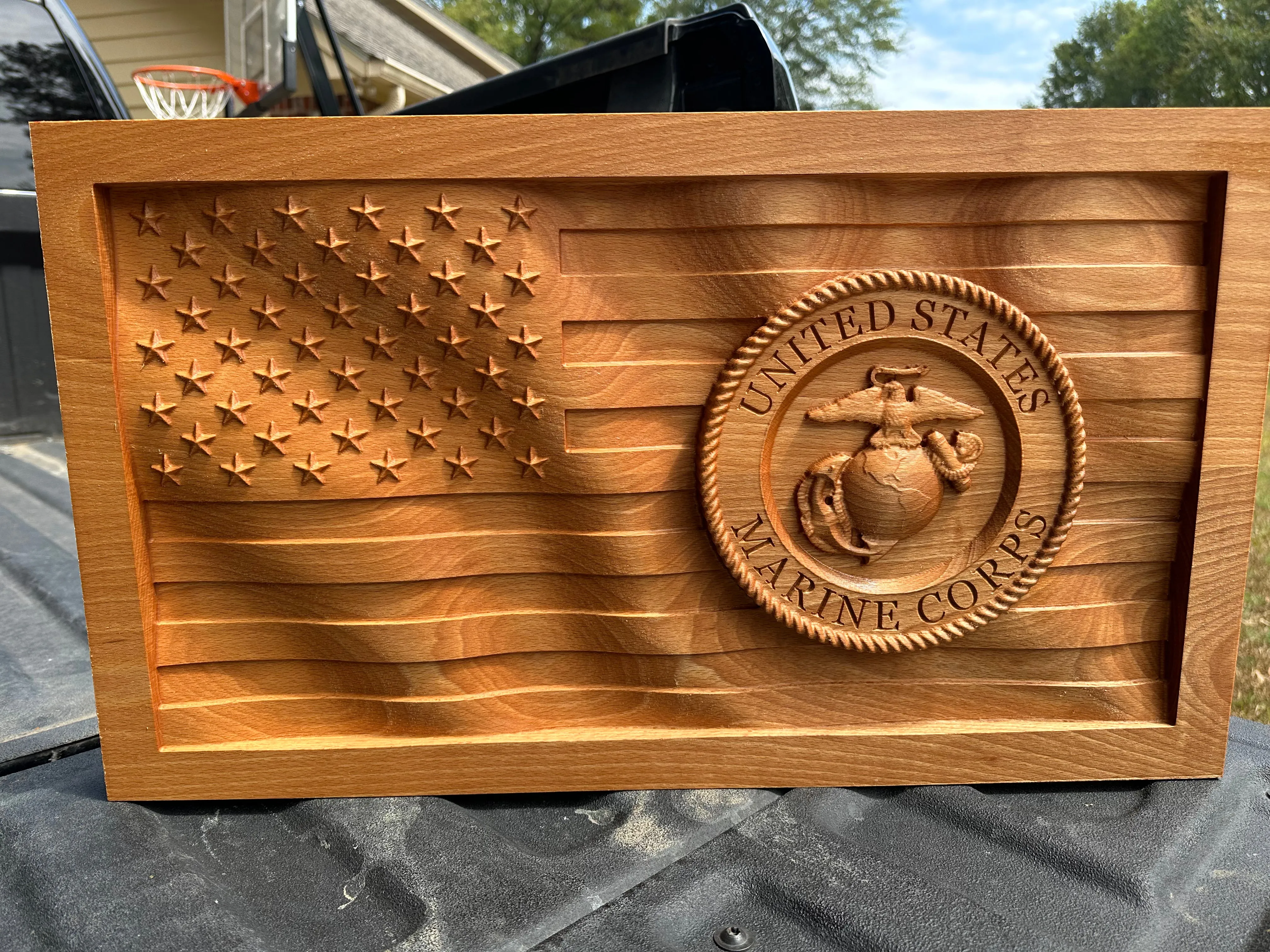 Marine Corps Carved Flag