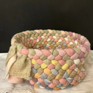 Medium Basket - Pinks & Greys pastel - no handles