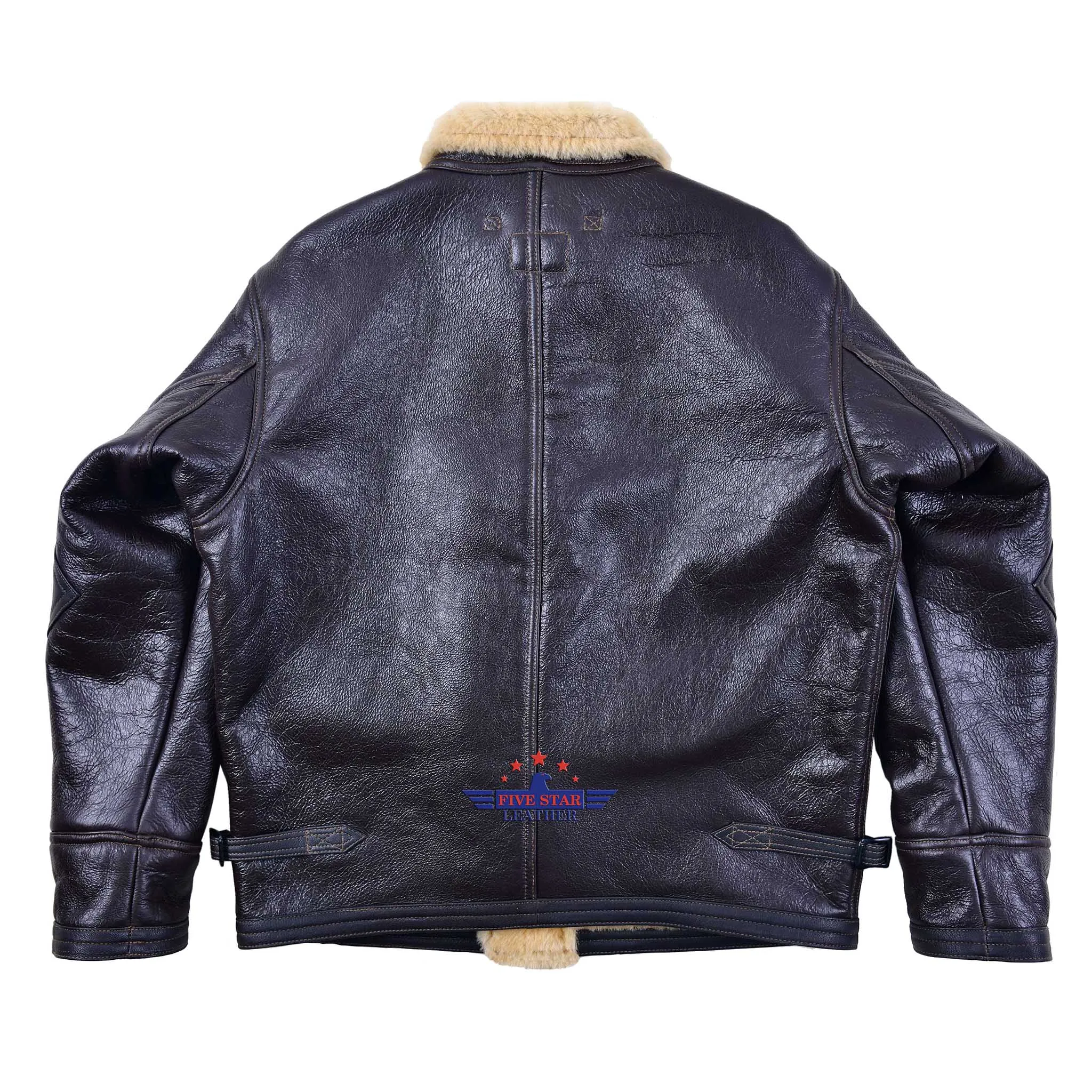 Men Aviator US Navy M-444 Sheepskin Leather Flight Jacket