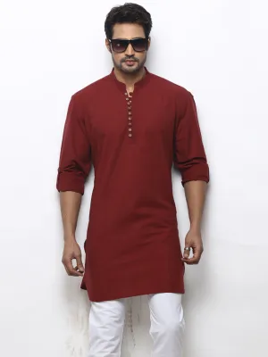Men Classic Maroon Shade Patterned Kurta