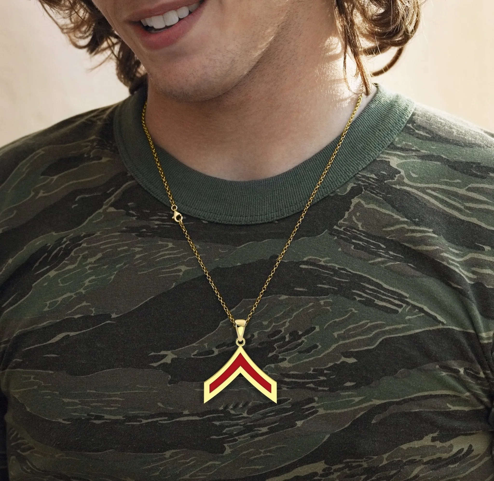 Men's 10k or 14k Yellow or White Gold Private First Class US Marine Corps Pendant