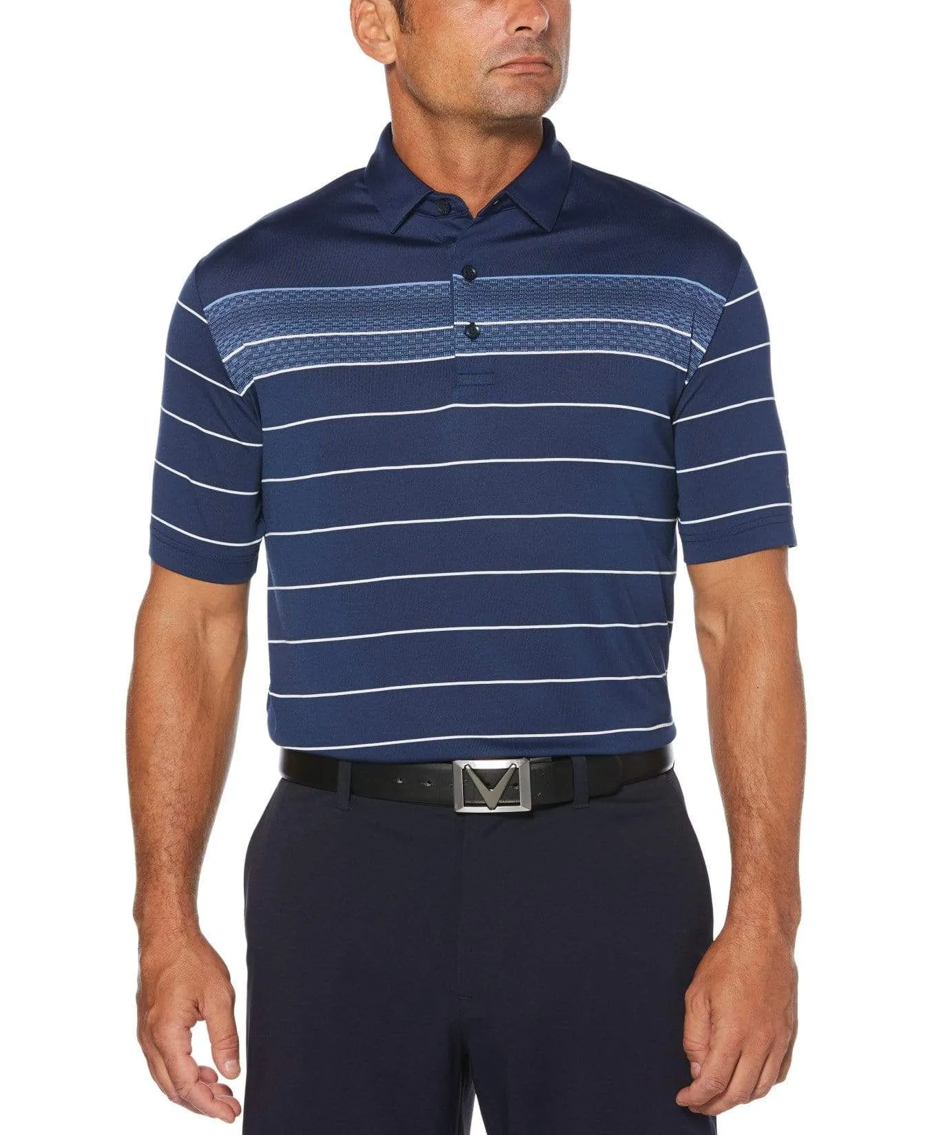 Mens Jacquard Stripe Polo