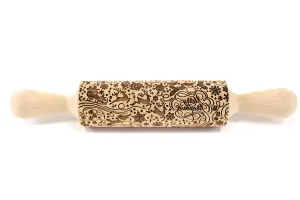 Merry Christmas Engraved Rolling Pin Embossed , Snowflake, Pattern Santa Claus, Reindeer Cookie