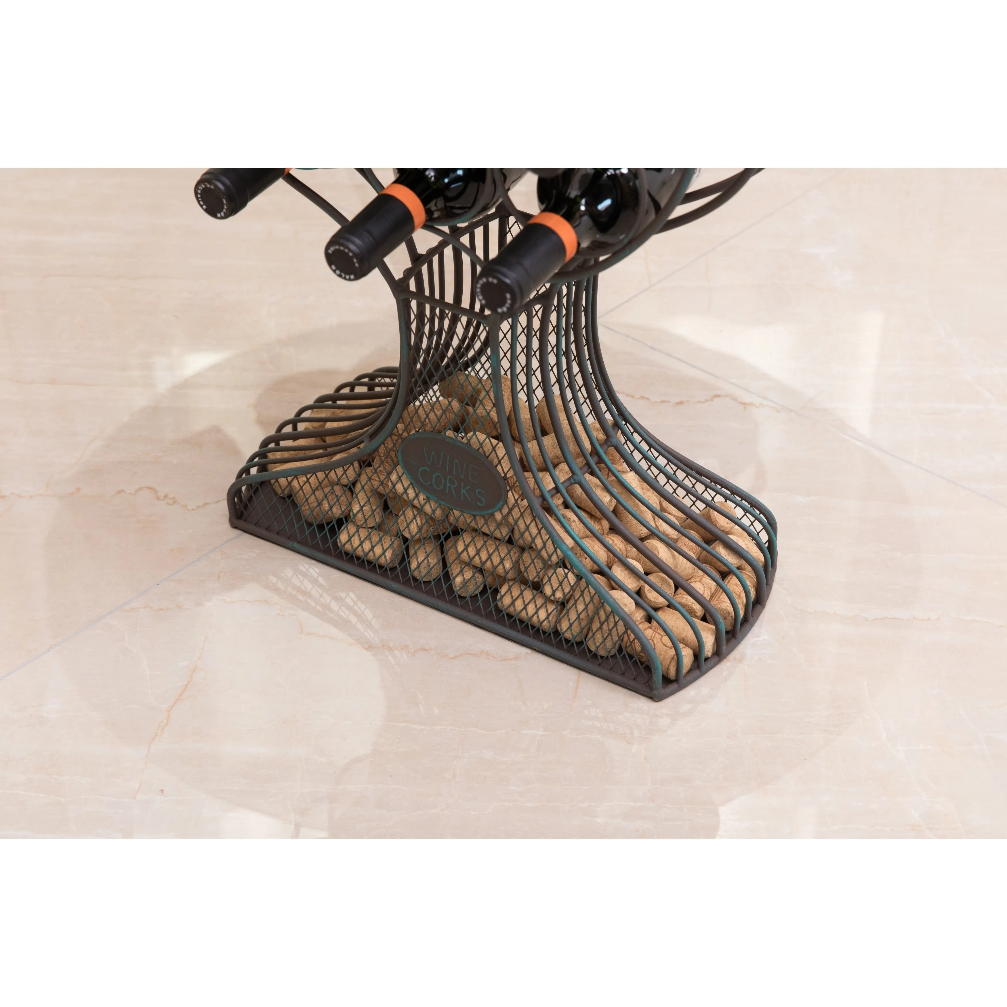 Metal Goblet Wine Rack with Cork Holder