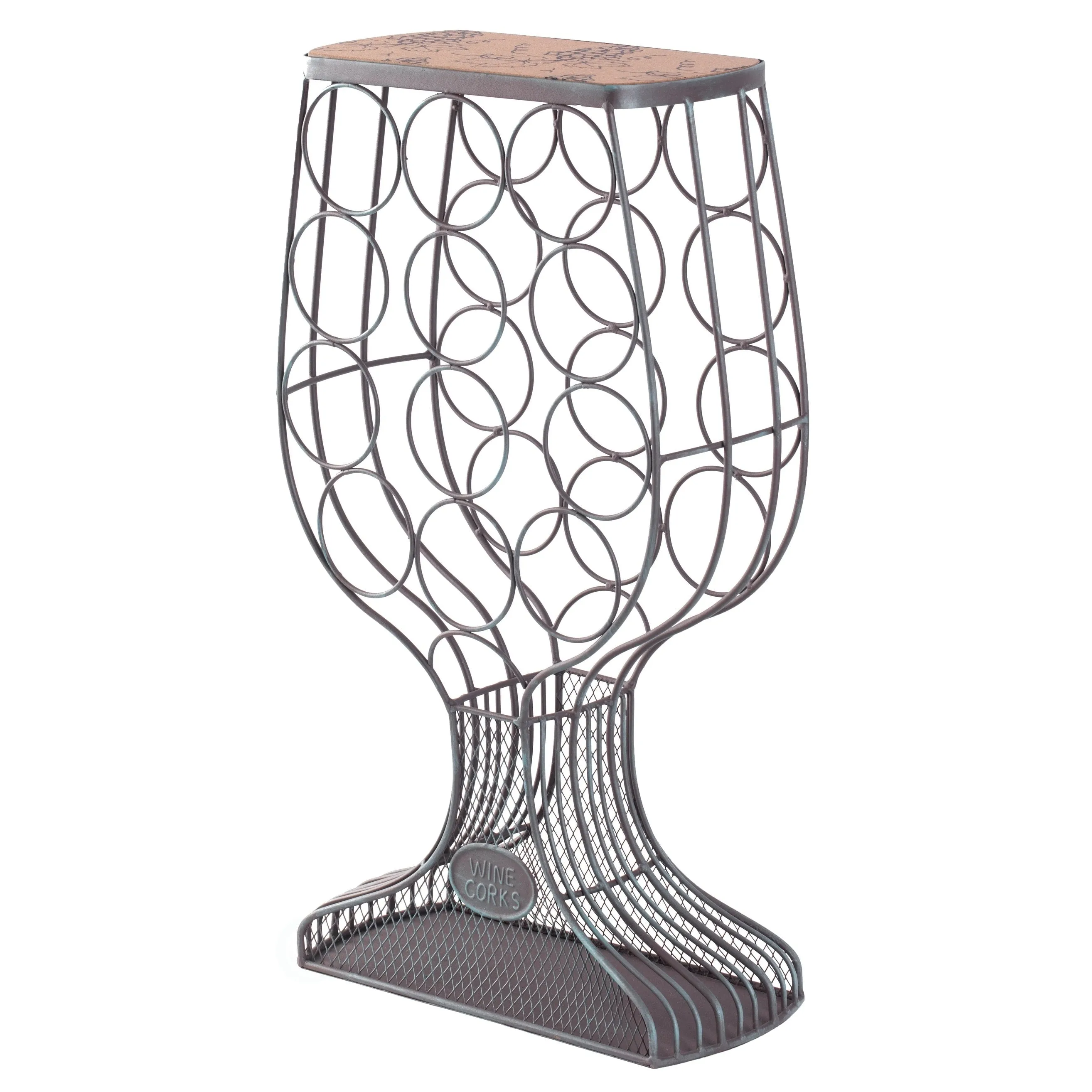 Metal Goblet Wine Rack with Cork Holder