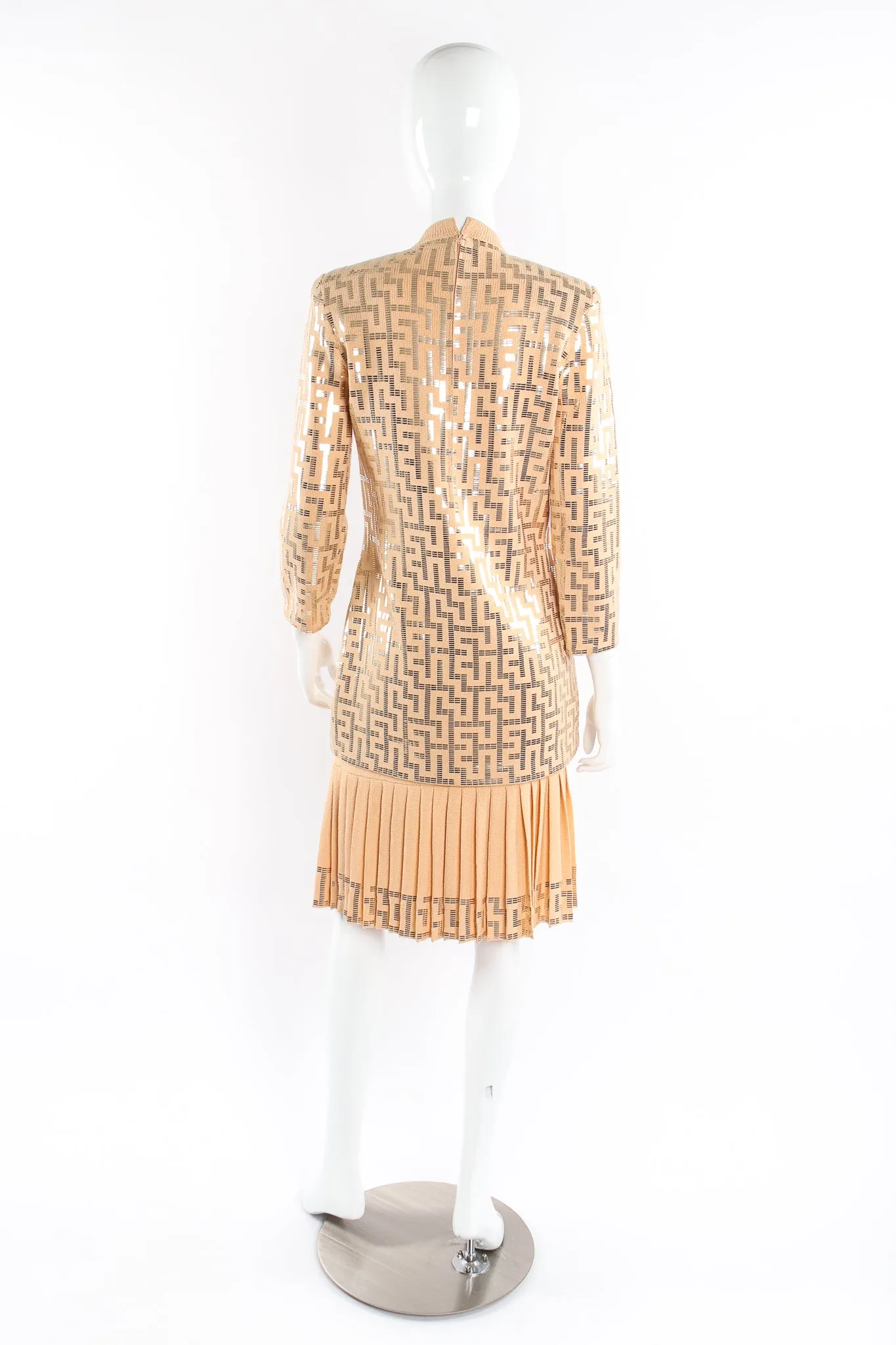 Metallic Patterned Knit Tunic & Skirt Set