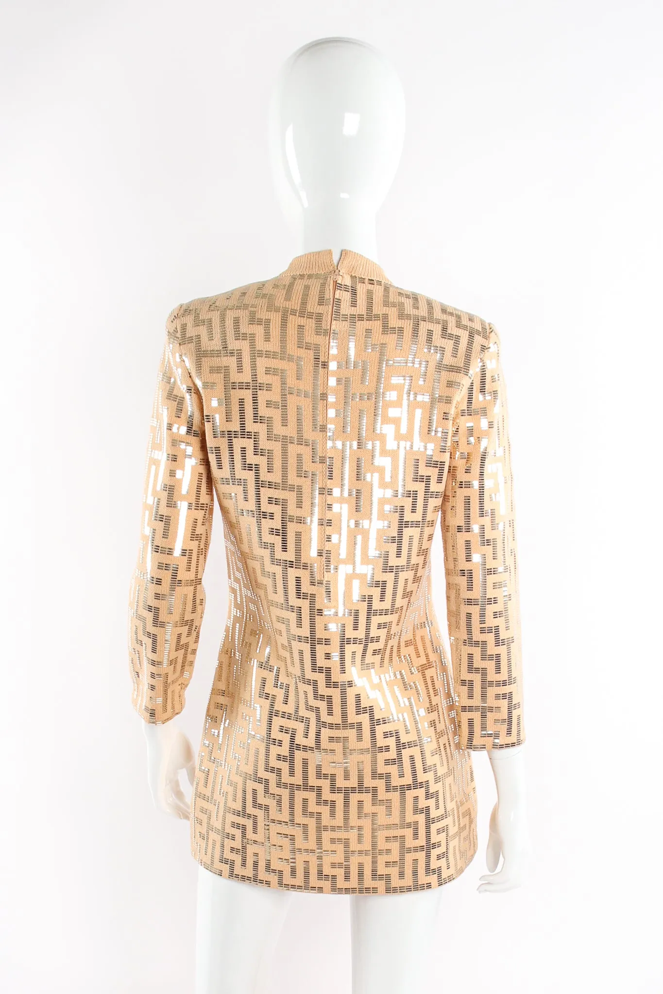 Metallic Patterned Knit Tunic & Skirt Set