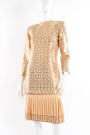 Metallic Patterned Knit Tunic & Skirt Set