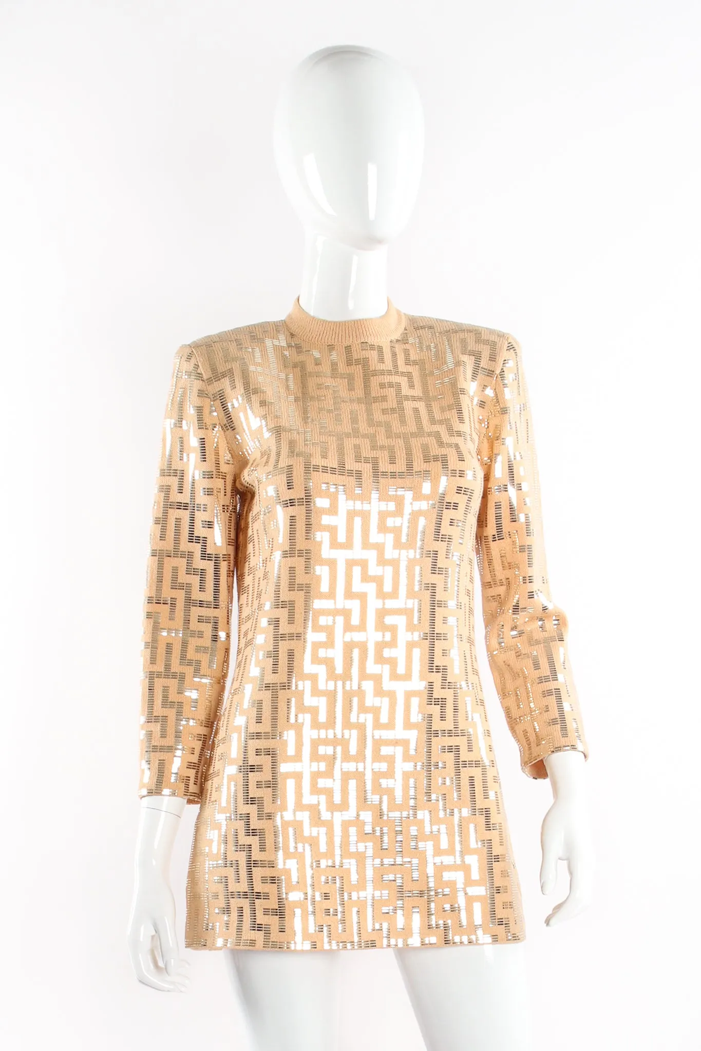 Metallic Patterned Knit Tunic & Skirt Set