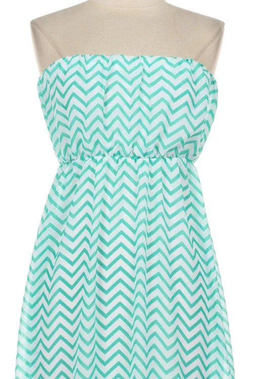 Mint Green Zigzag Patterned Maxi dress