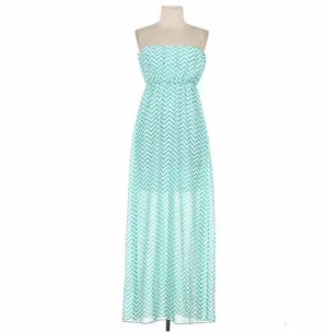 Mint Green Zigzag Patterned Maxi dress
