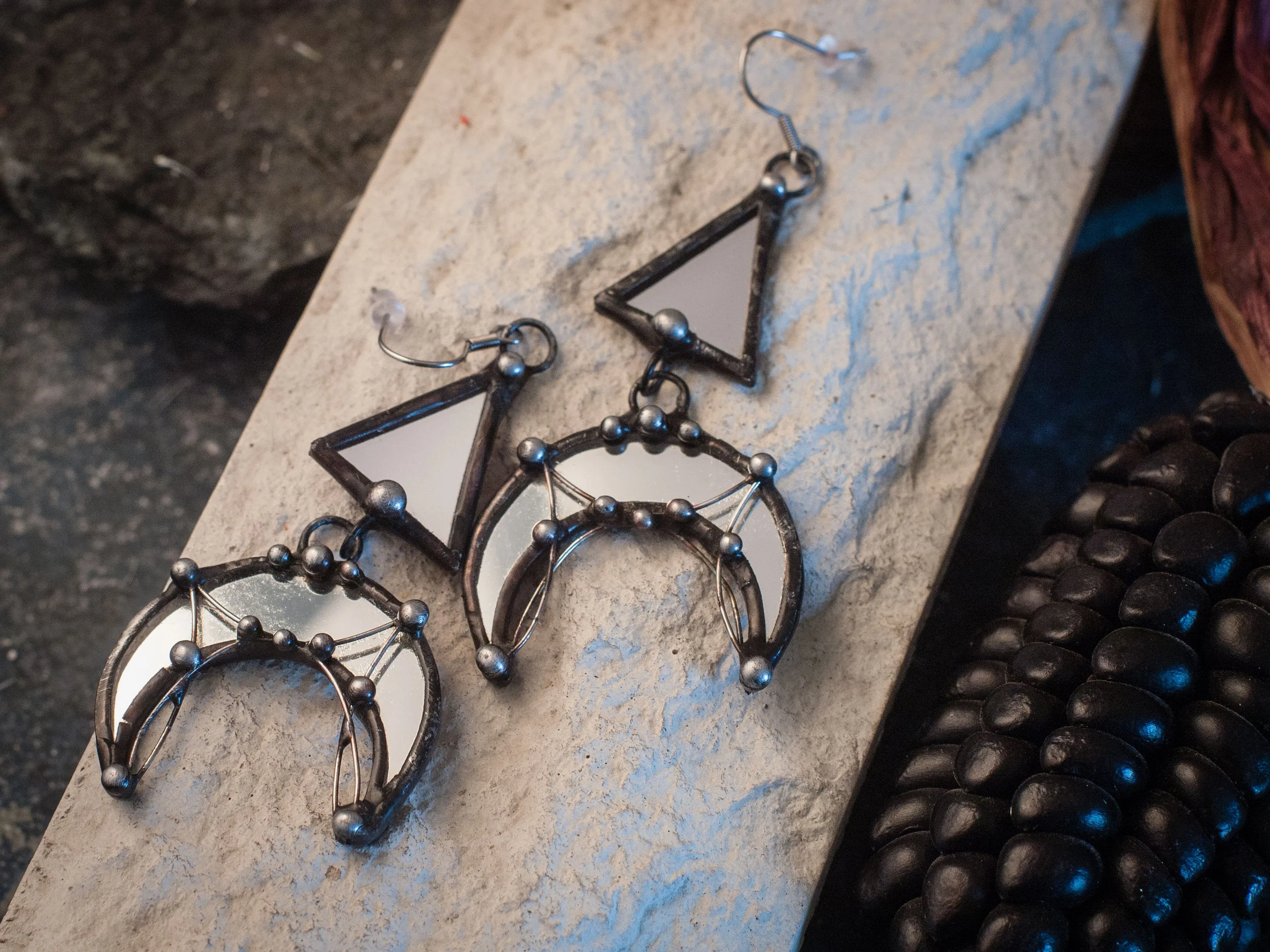 Mirror Crescent Moon Earrings