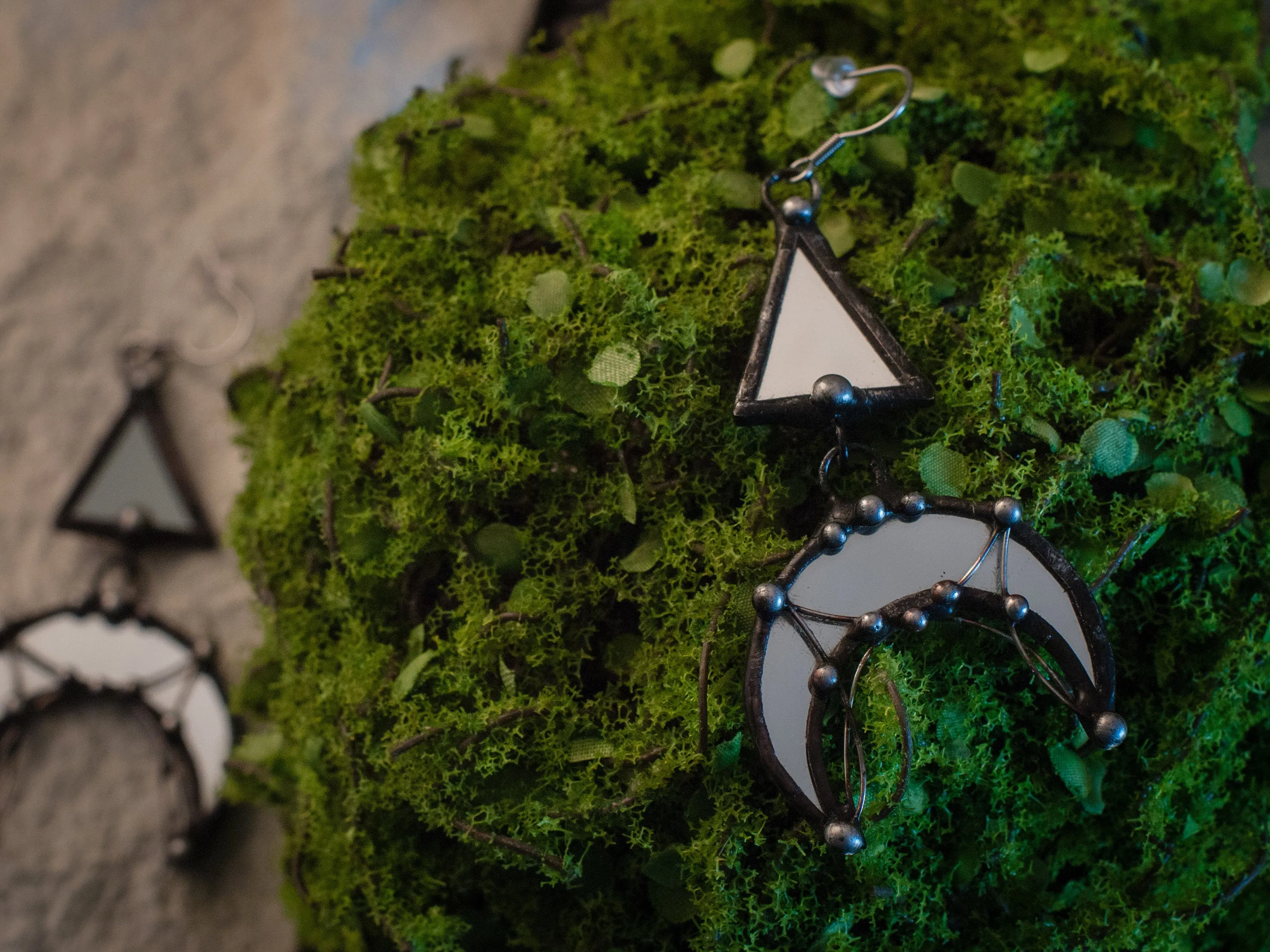 Mirror Crescent Moon Earrings