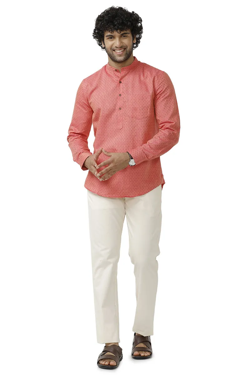 Moksha - Soft Red Short Kurta for Men | Uathayam