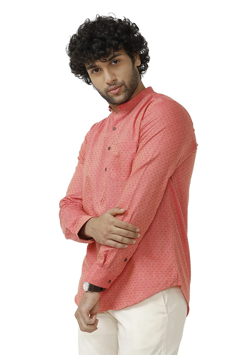 Moksha - Soft Red Short Kurta for Men | Uathayam