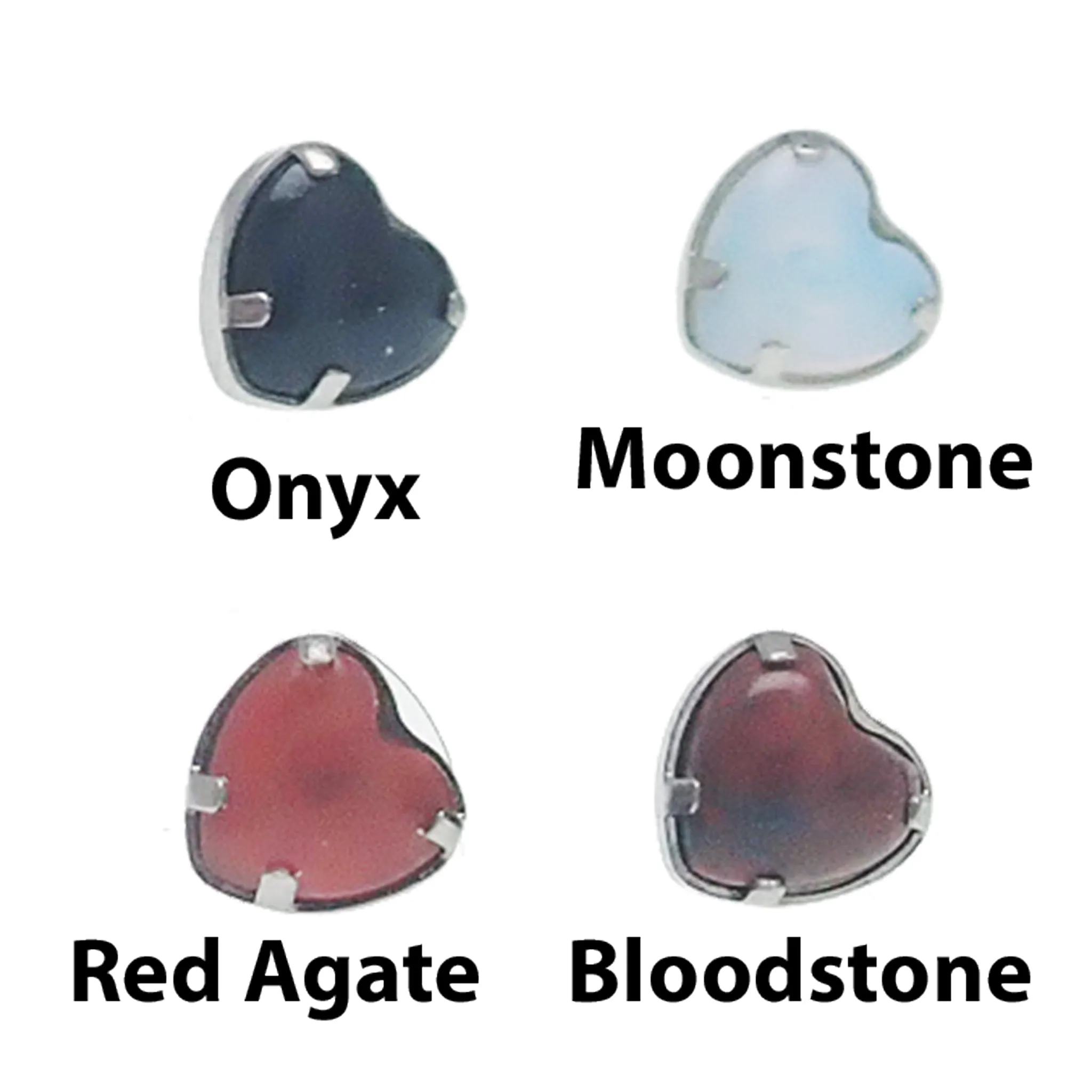 Natural Stone Heart Push Fit Titanium Top Only