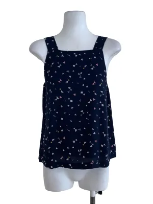 Navy Blue Triangle Patterned Tank Top
