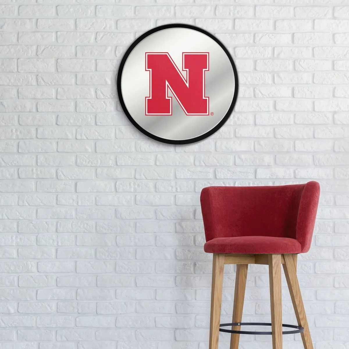 Nebraska Cornhuskers: Modern Disc Mirrored Wall Sign