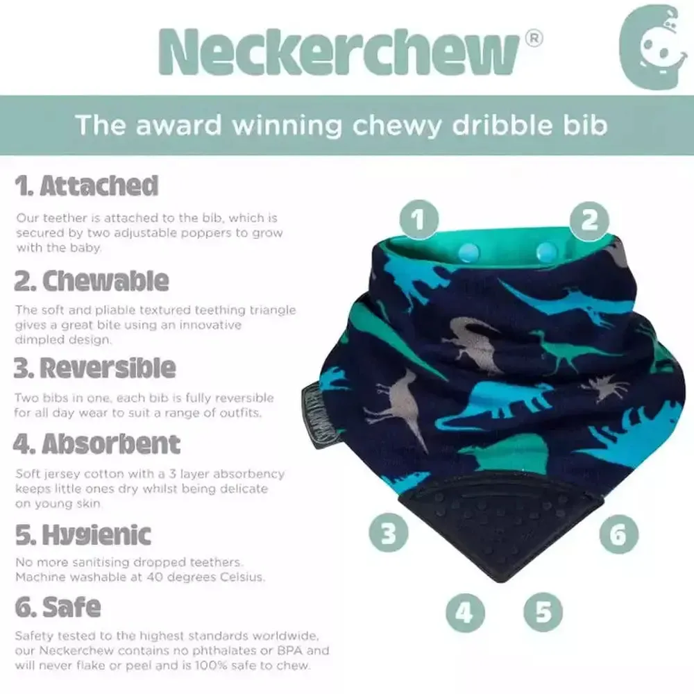 Neckerchew Teething Dribble Bib - Baby Dino