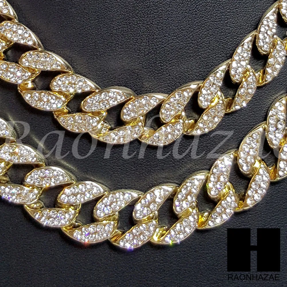 New 14k Gold PT ANKH Cross Pendant 15mm Miami Cuban 30" Necklace S195