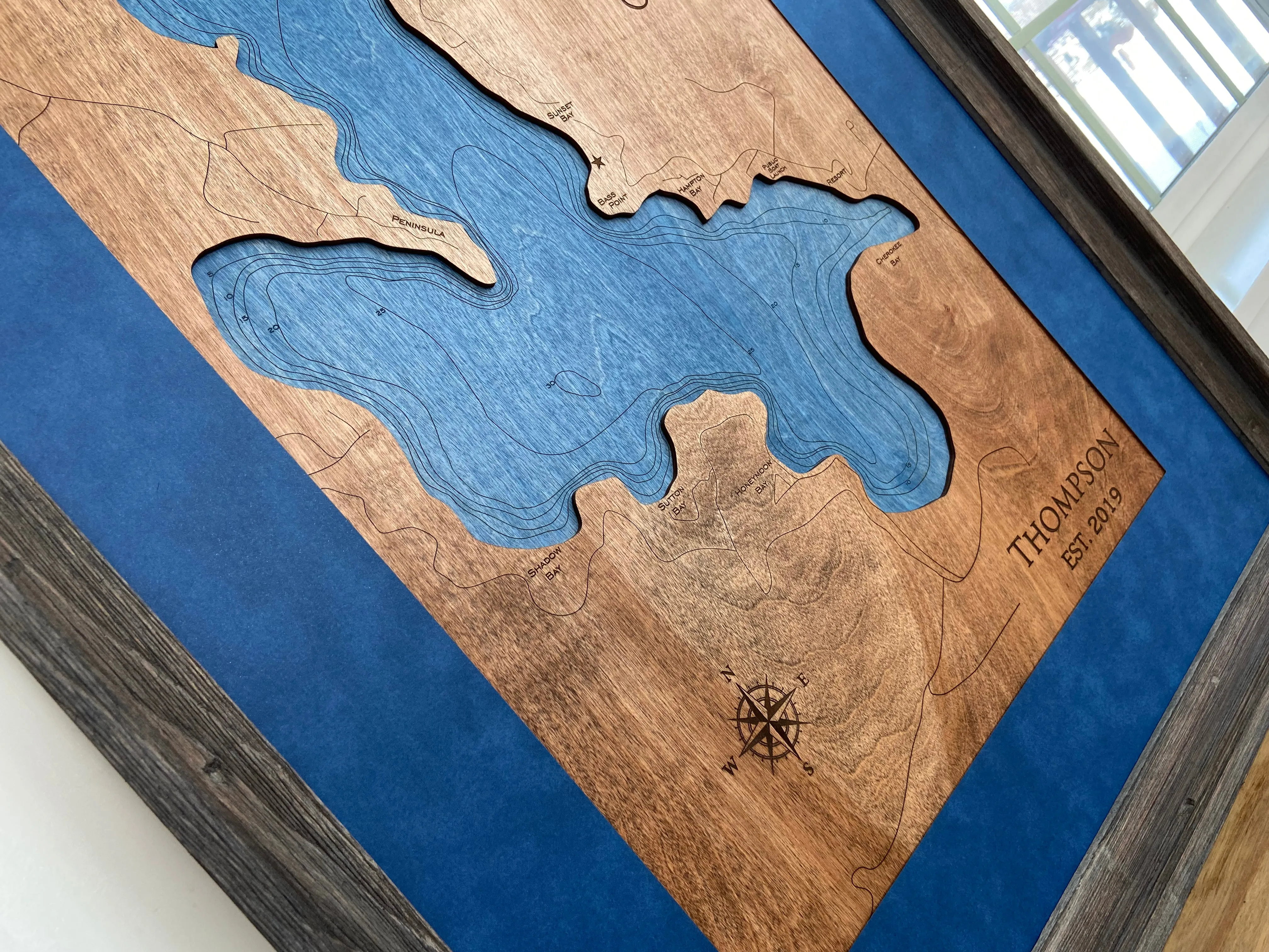 Newman Lake, Washington - Custom Engraved 3-D Wood Map Wall Hanging