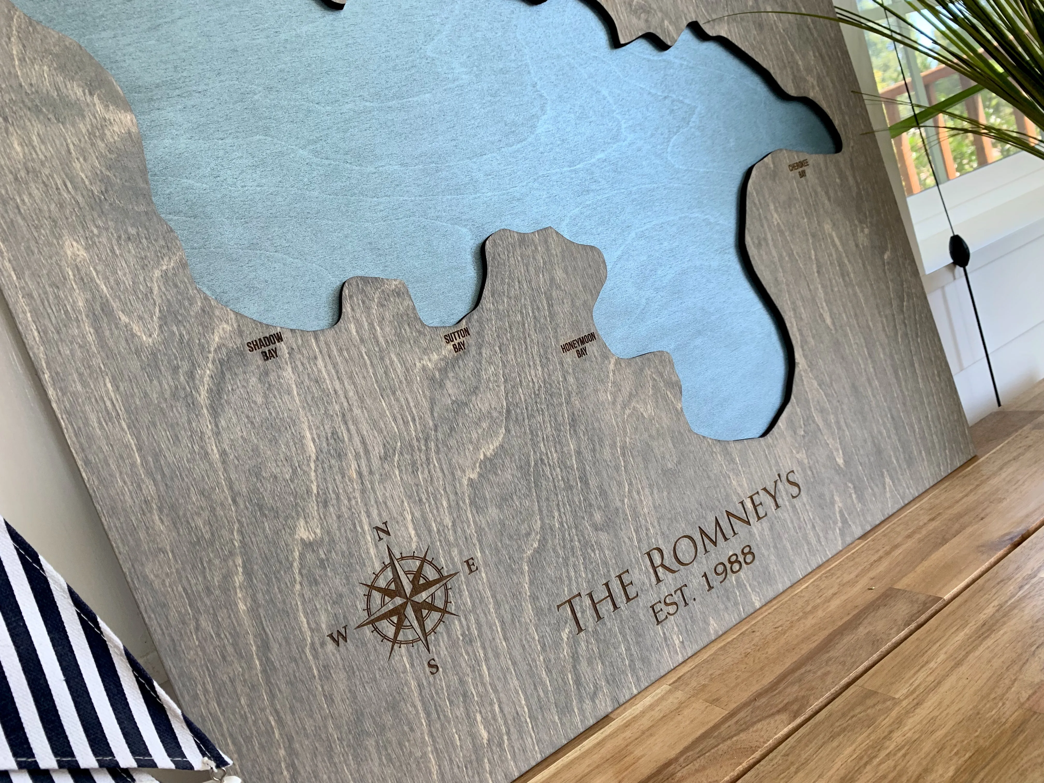 Newman Lake, Washington - Custom Engraved 3-D Wood Map Wall Hanging