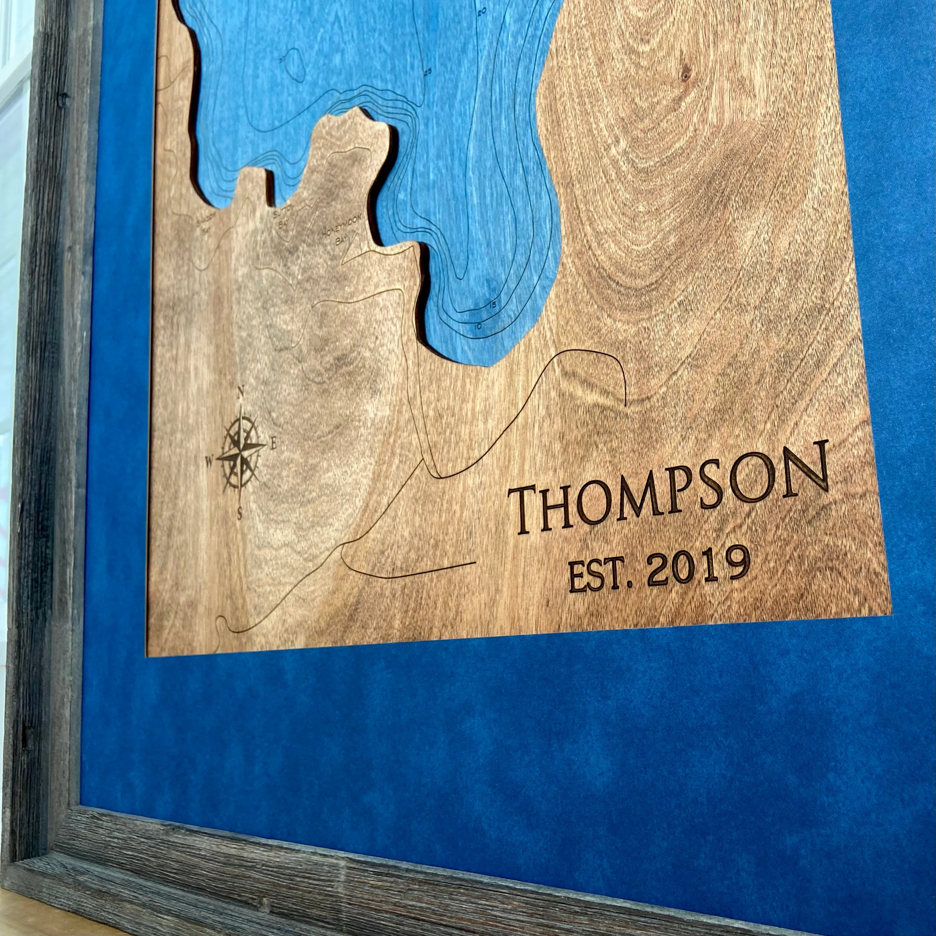 Newman Lake, Washington - Custom Engraved 3-D Wood Map Wall Hanging
