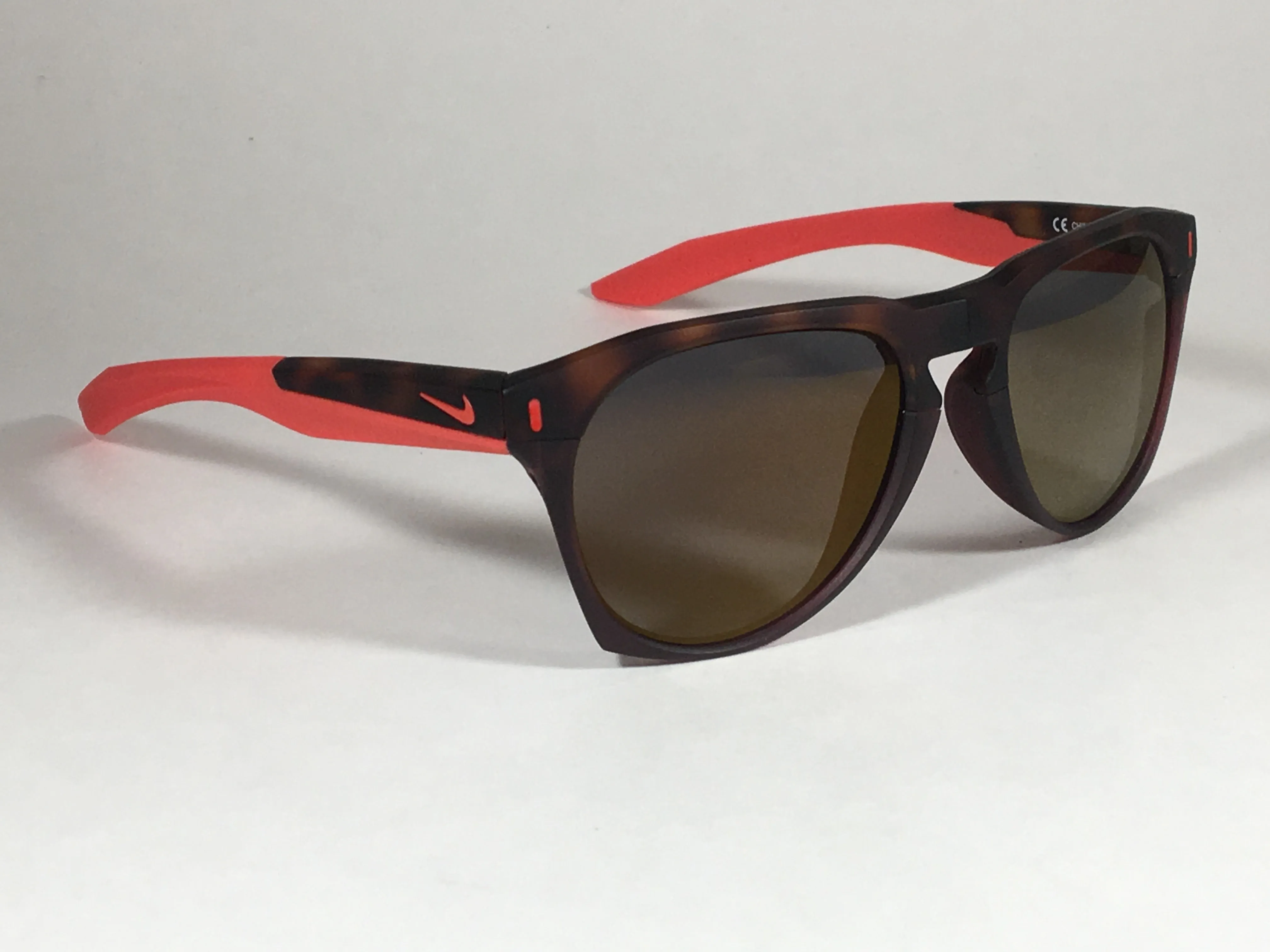 Nike Essential Navigator Sunglasses R EV1020 Tortoise Red Frame Amber Rounded Lens