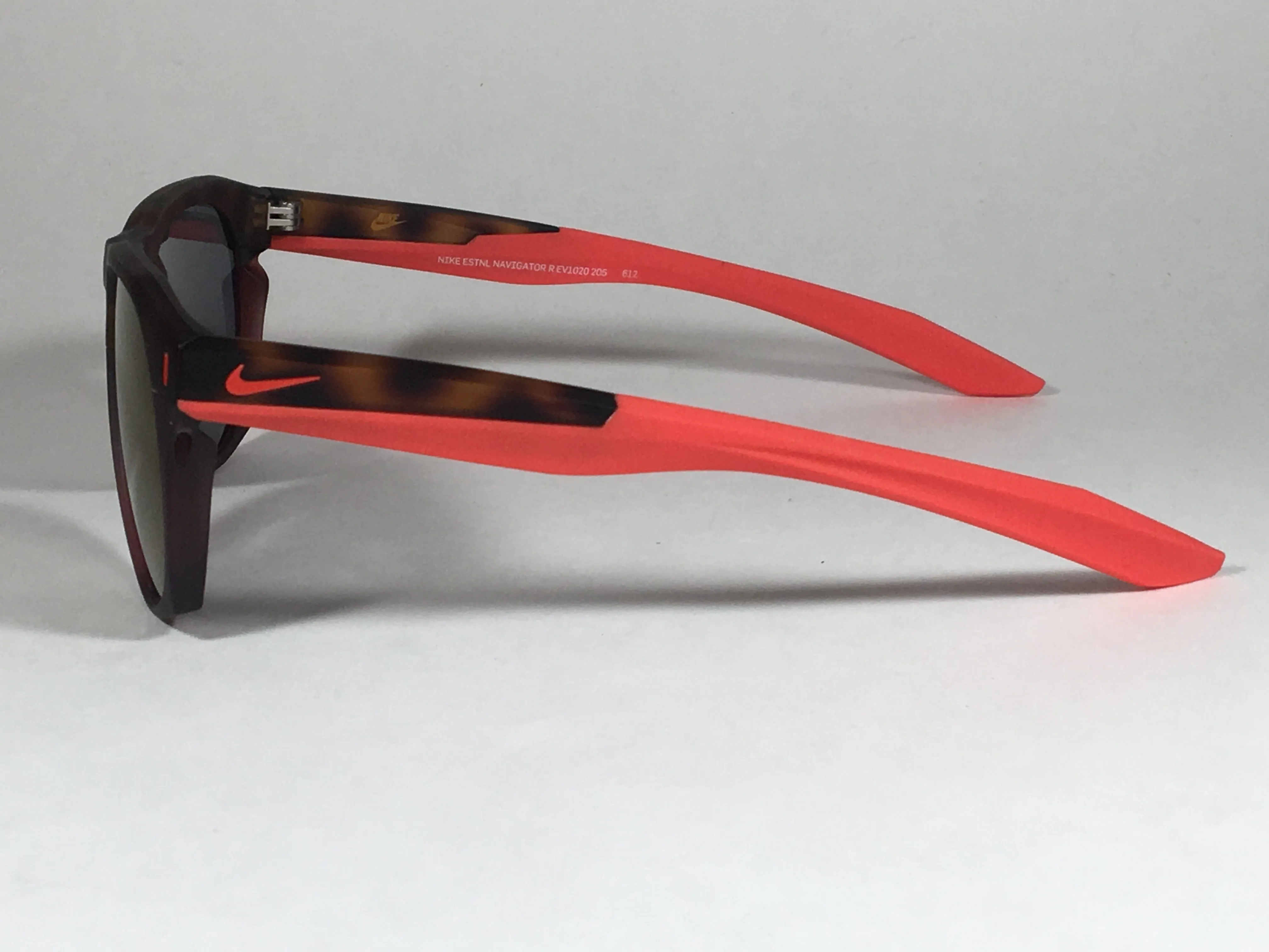 Nike Essential Navigator Sunglasses R EV1020 Tortoise Red Frame Amber Rounded Lens
