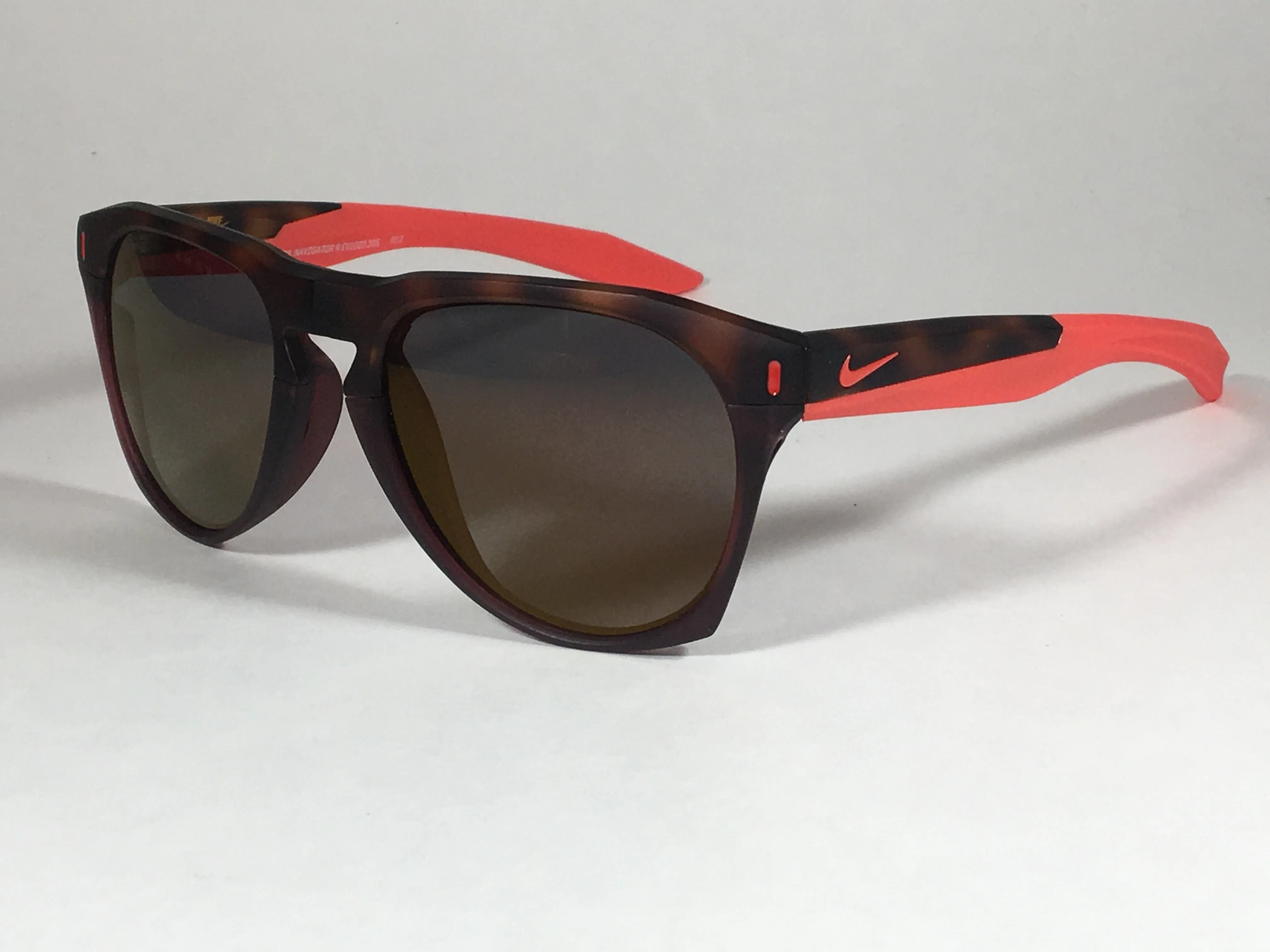 Nike Essential Navigator Sunglasses R EV1020 Tortoise Red Frame Amber Rounded Lens