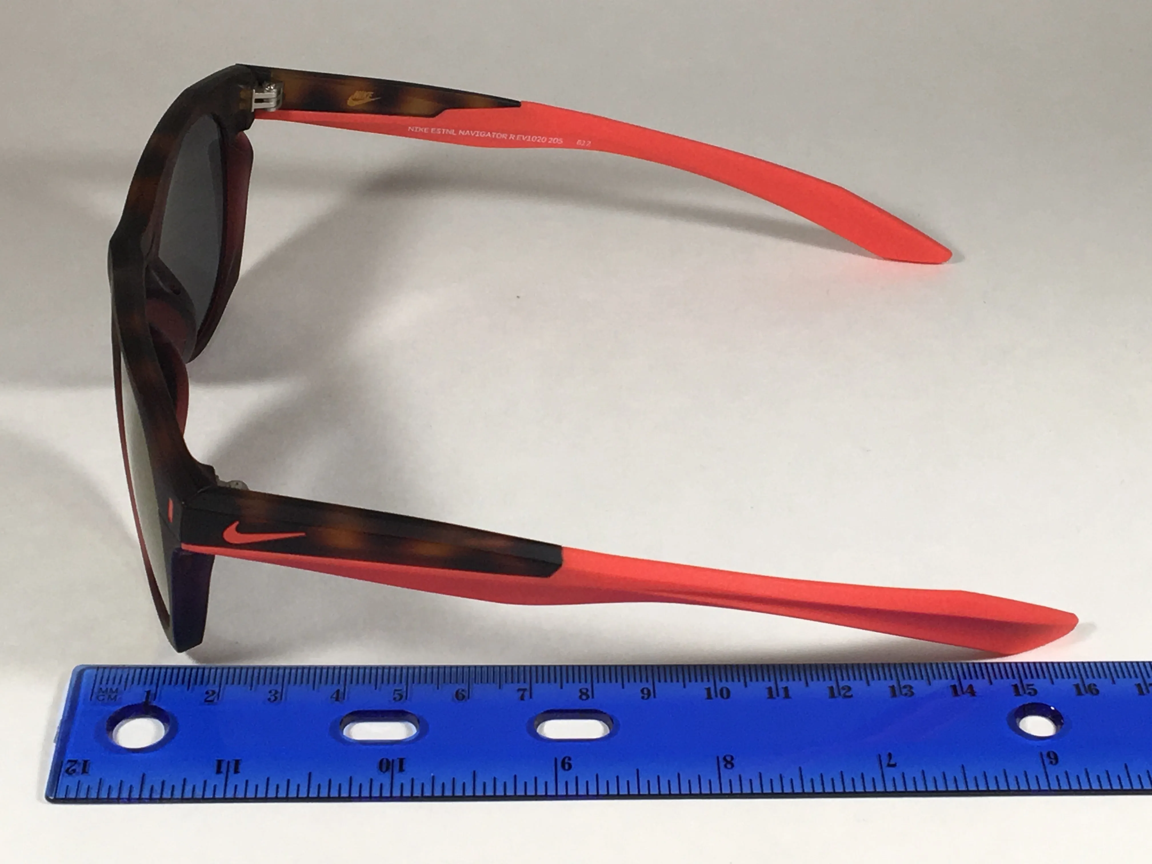 Nike Essential Navigator Sunglasses R EV1020 Tortoise Red Frame Amber Rounded Lens