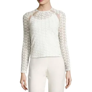 Norah Long Sleeve Embroidered Top - Egret