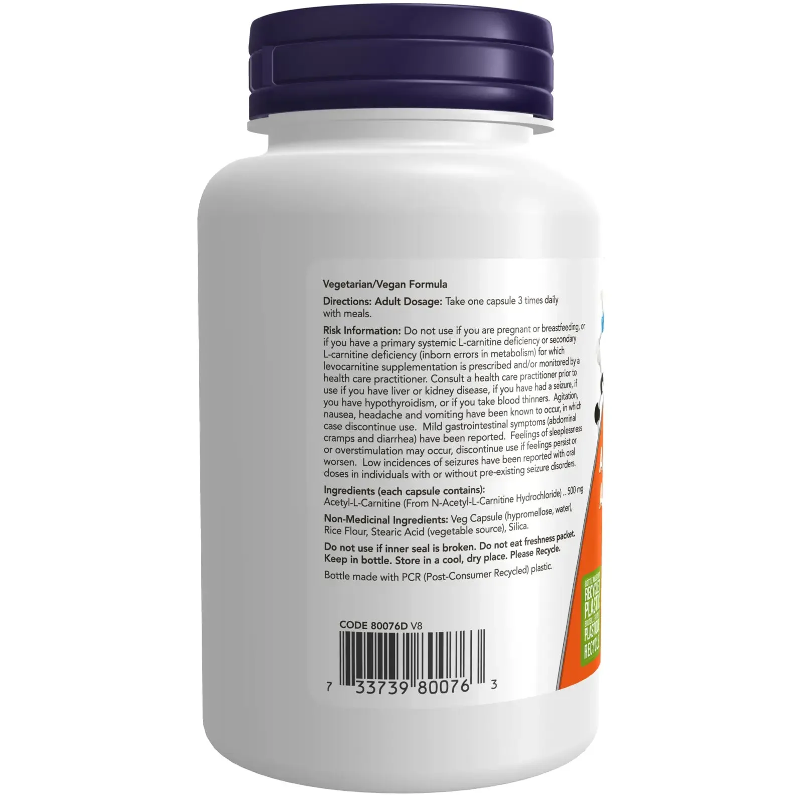 Now Acetyl L-Carnitine 500mg 100 Veg Capsules