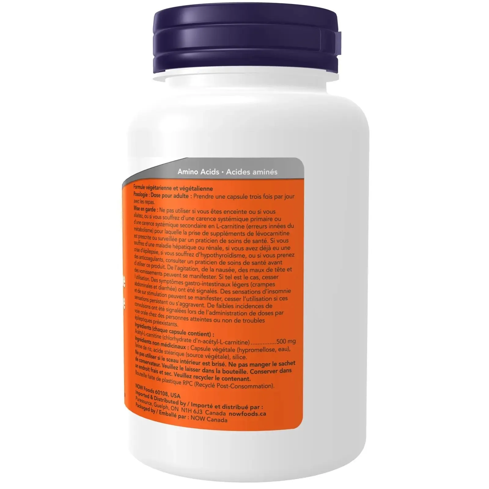 Now Acetyl L-Carnitine 500mg 100 Veg Capsules