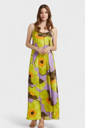 Orchid Floral Satin Maxi Dress