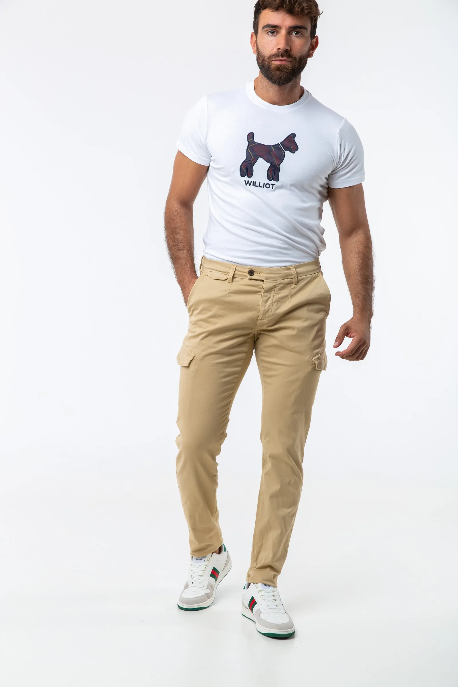 Pantalón Cargo Slim Beige