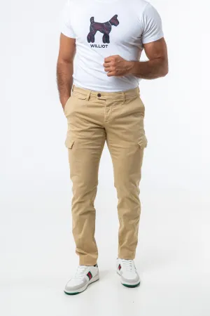 Pantalón Cargo Slim Beige