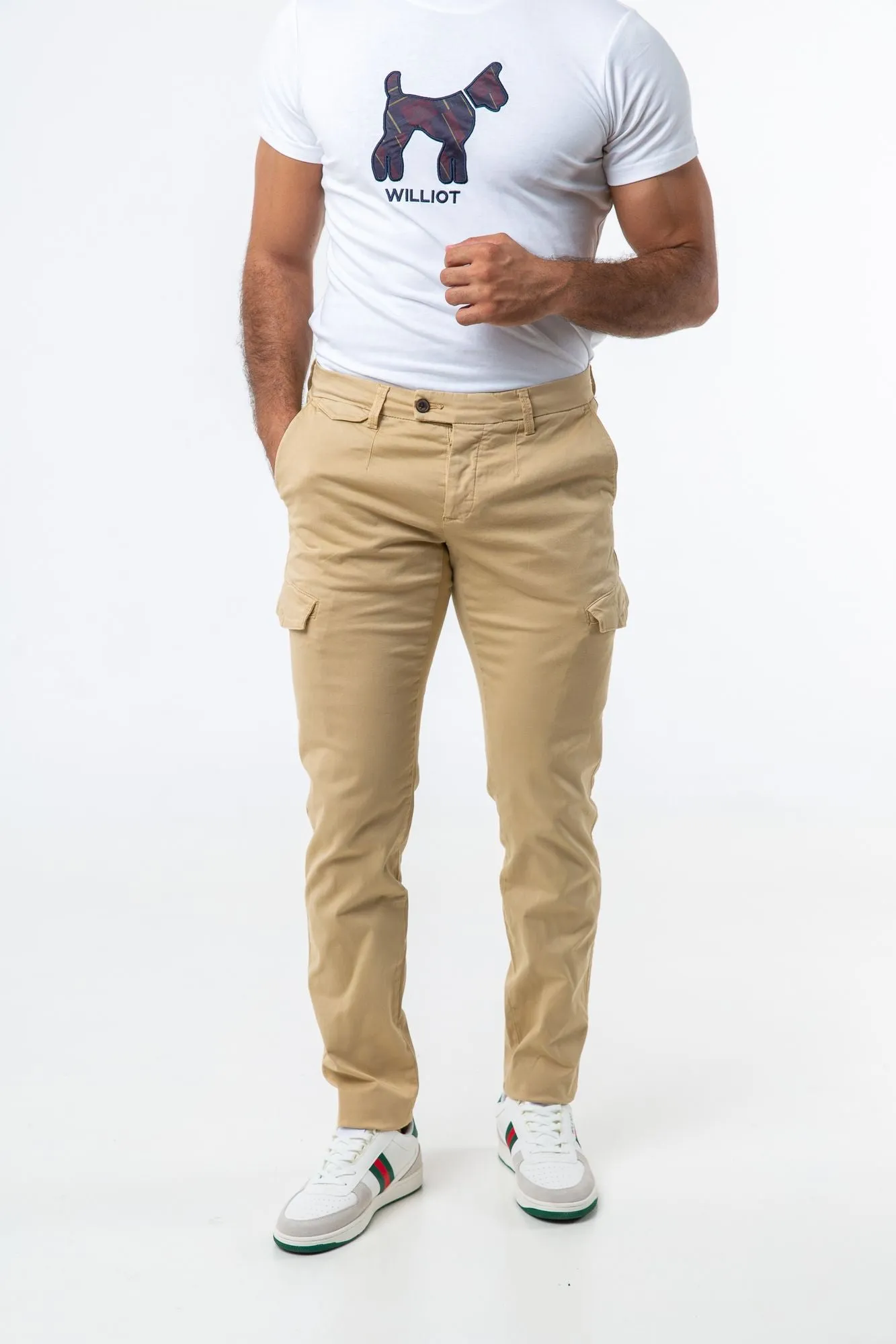 Pantalón Cargo Slim Beige