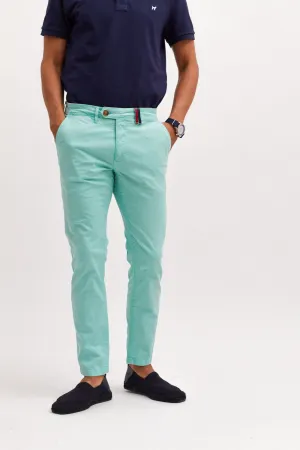 Pantalón Chino Slim Turquesa